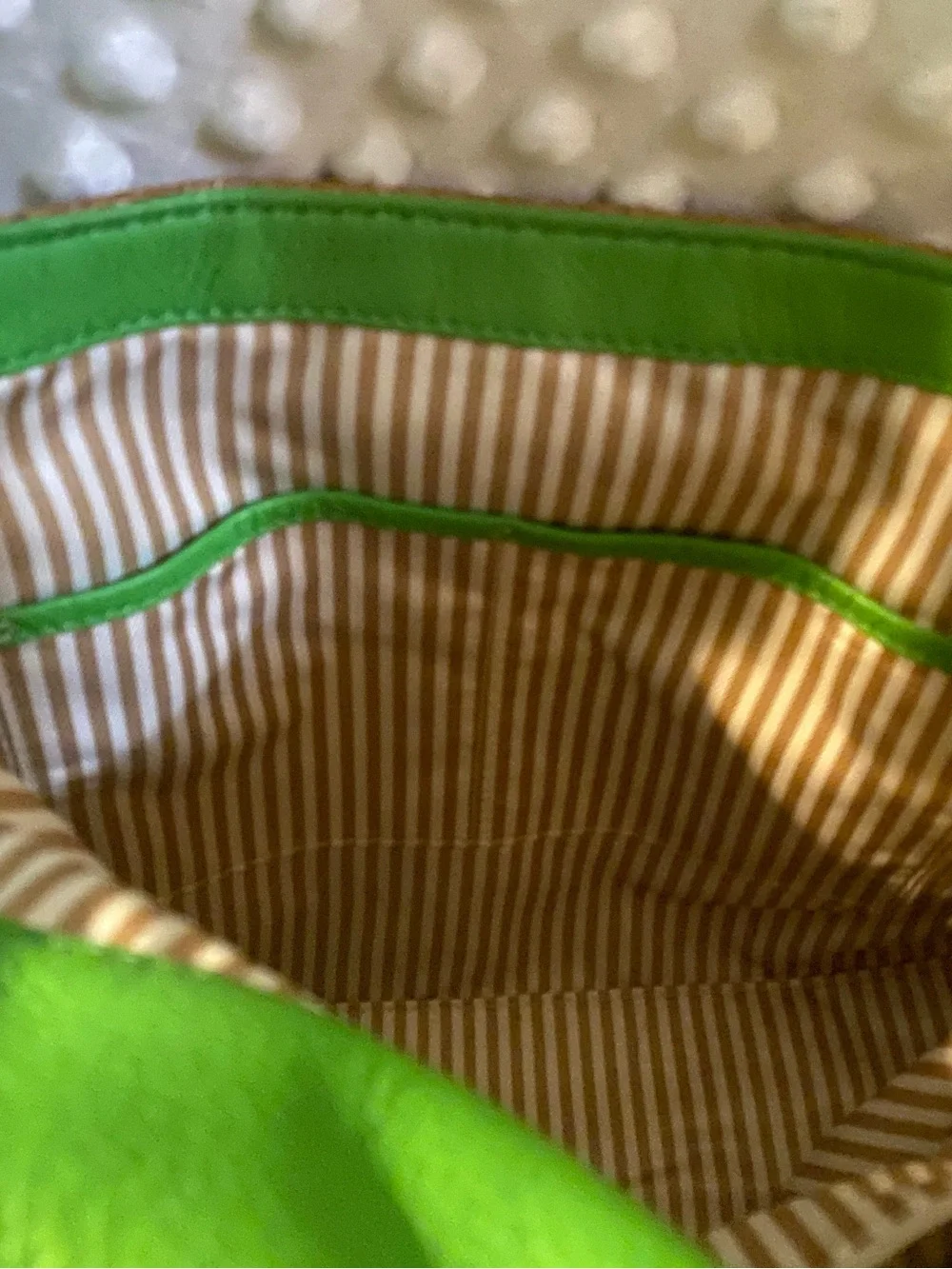kate spade Green and Tan Woven Convertible Shoulder Bag